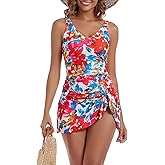 Aidonger One Piece Swim Dress Swimsuits for Women Tummy Control Swimdress Skirt Bathing Suit