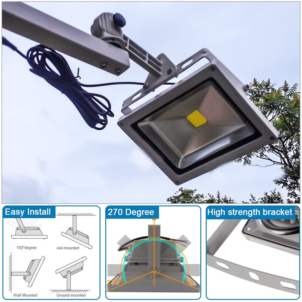 LEDMO 20w flood lights LED Waterproof IP65 Floodlight, Daylight White