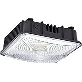 LED Canopy Light 80W, 9600lm, 100-277VAC, ETL Listed, 5000K Daylight White, IP65 Waterproof, 10.4 x 10.4, Outdoor LED Gas Station Light Fixture, Carport, Warehouse, Area & Outdoor Lighting - Brown