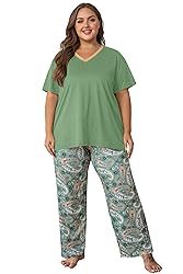 Vozanet Women's Pajama Sets Short Sleeve with Long
