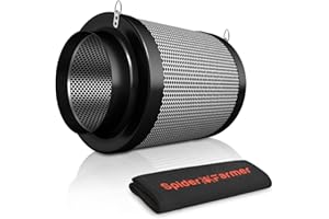 Spider Farmer 6 Inch Air Carbon Filrer Smelliness Control with Premium Australia Virgin Charcoal for Inline Duct Fan, Grow Tent Odor Control, Hydroponics, Pre-Filter Included, Reversible Flange
