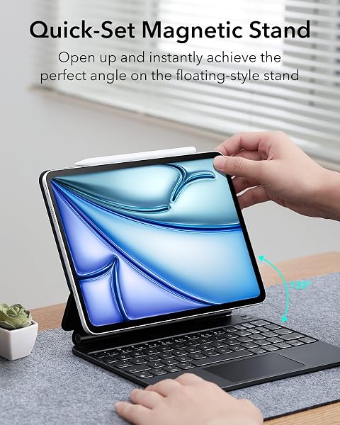 ESR IPAD AIR 11 INCH CASE WITH KEYBOARD (M3/M2, 2025/2024), IPAD PRO 11 (4TH/3RD/2ND/1ST GEN) & AIR 5/4TH MAGIC KEYBOARD CASE, EASY-SET FLOATING CANTILEVER STAND, PRECISION MULTI-TOUCH TRACKPAD, BLACK
