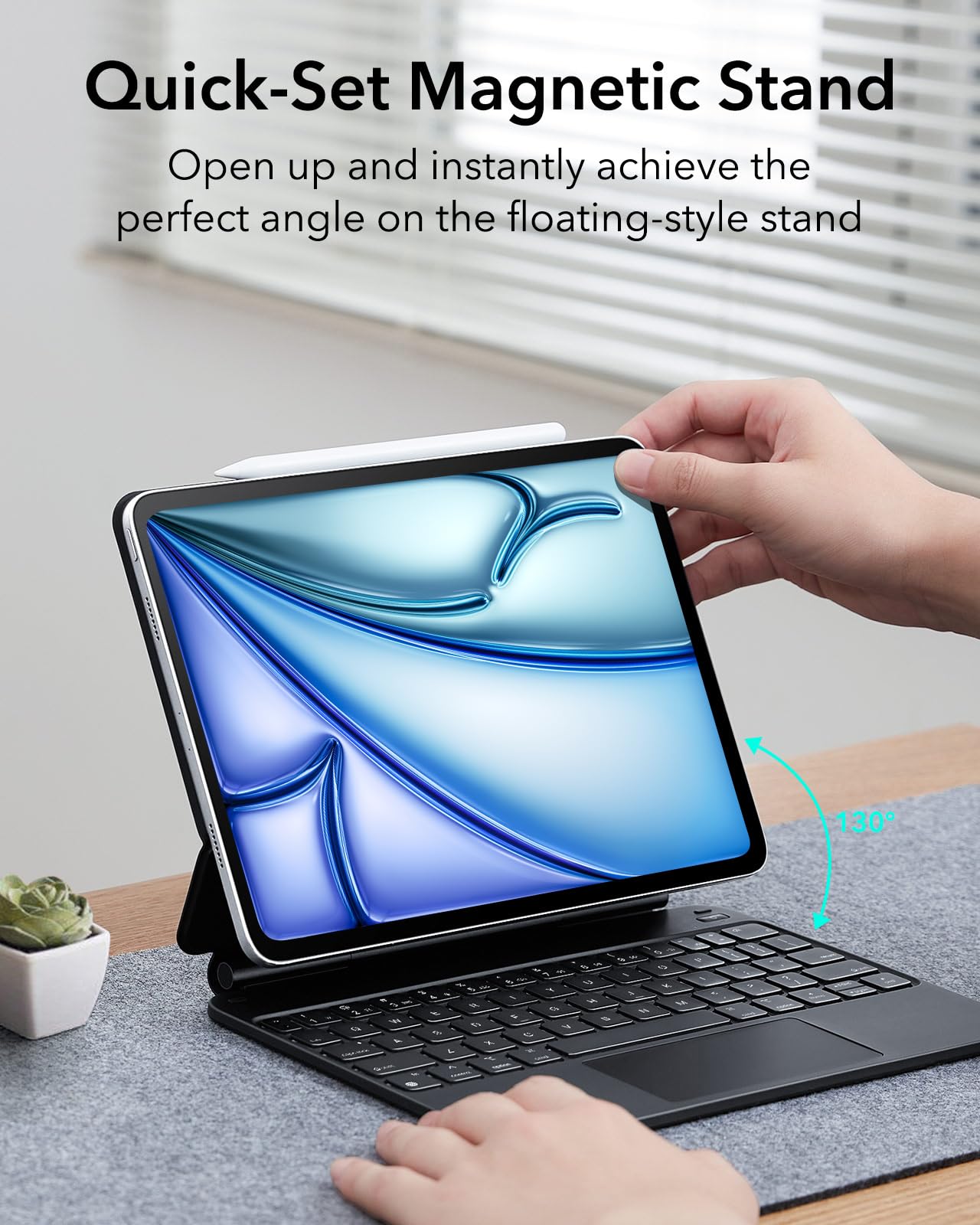 ESR iPad Air 11 inch Case with Keyboard (M3/M2, 2025/2024), iPad Pro 11 (4th/3rd/2nd/1st Gen) & Air 5/4th Magic keyboard Case, Easy-Set Floating Cantilever Stand, Precision Multi-Touch Trackpad, Black