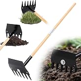 Leriton Fire Rake Hoe, Heavy Duty Steel Rake with 48" Beech Wood Handle | 2-in-1 Trail Building &amp; Tamping Tool with Portable 2-piece Beech Wood Handle for Forestry, Camping &amp; Gardening