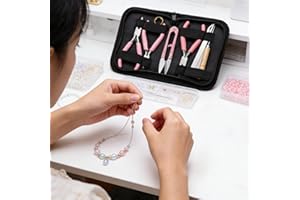 Jewelry Pliers Set 8 Piece Compact Carry Case Precision DIY Earring Necklace Bracelet Making Tools Kit for Beginners, Pink