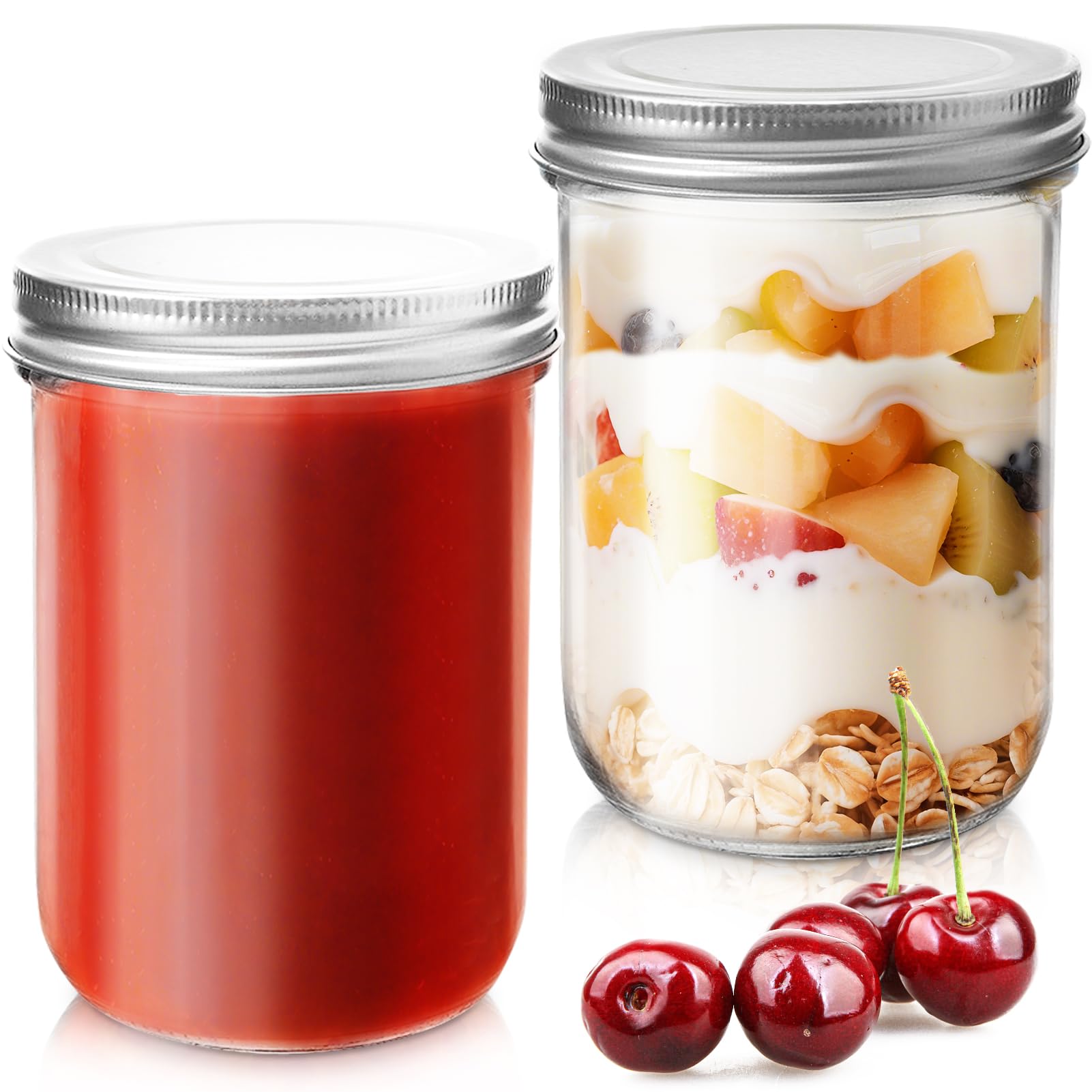 Photo 1 of Showvigor 2 Pack 16oz Wide Mouth Mason Jars- Glass Canning Jars with Airtight Lids for Jam, Honey, Jelly, Meal Prep, Overnight Oats, Salad, Yogurt, Wedding Favors & Food Preserving