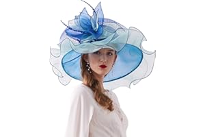 RZTA Women's Kentucky Derby Church Dress Hat Wide Brim Leaf Flower Bridal Shower Hat