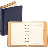 PATIKIL 6 Ring Binder Cover, A7 Leather Notebook Binder Mini Refillable Loose Leaf Personal Planner with 50 Sheets Line Paper, Blue