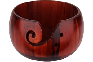 Coopay Wool Yarn Bowl Rosewood, Handmade Wooden Yarn Storage Bowl with Holes, Knitting Wool Storage Bowl Round - Ideal Knitting Crochet Accessories for Knitters
