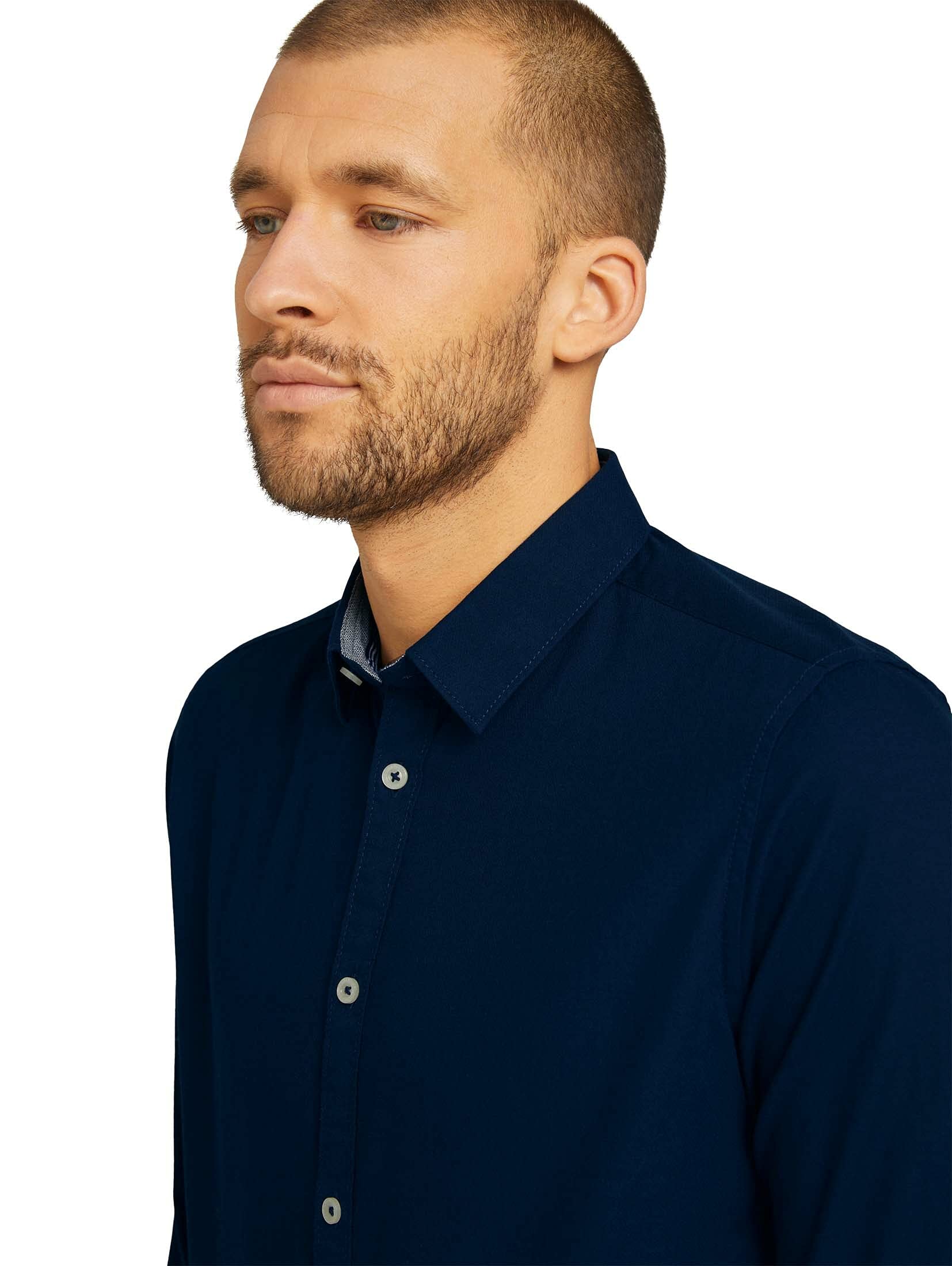 TOM TAILOR Herren Slim Fit Hemd mit Struktur 1023881, 10302 - Dark Blue, L 3