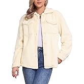 Allegra K Faux Fur Coats for Women's Fleece Shearling Teddy Pockets Button Down Winter Fuzzy Jacket