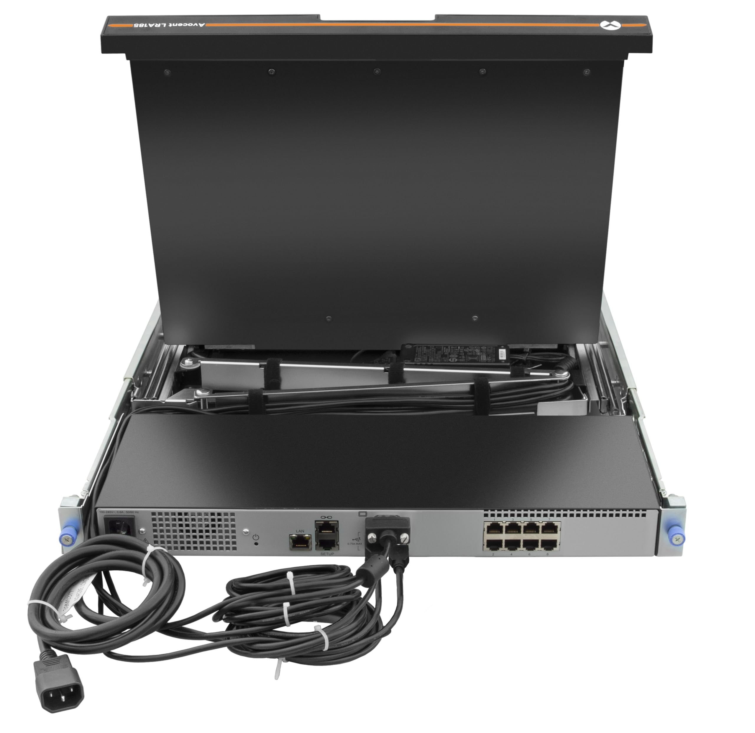 Vertiv Avocent LRA, Local Rack Access, 1U, Rack Mount Console, 8-Port KVM Console, 8 Cables (LRA185KMM8D-G01)