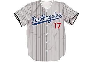 HOPSHION 5/17/50 Stripes Baseball Jersey Short Sleeve Button Shirts for Fans