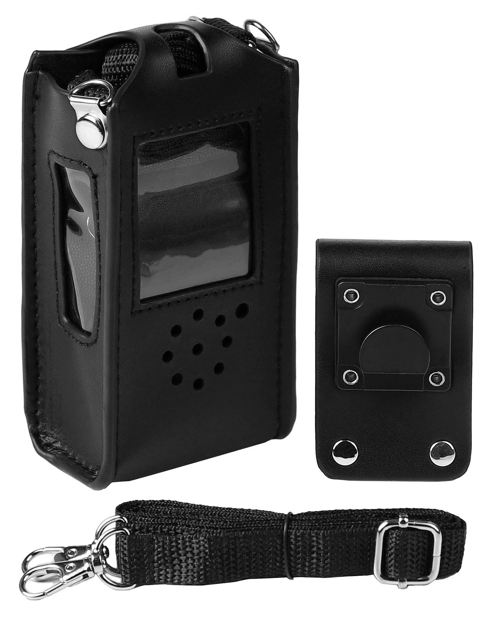 SUNDELY Carrying Case Holder Holster Pouch Bag PU Compatible with Motorola Radio Talkabout T62 Walkie Talkie with Strap D Ring & Clip on Belt Loop