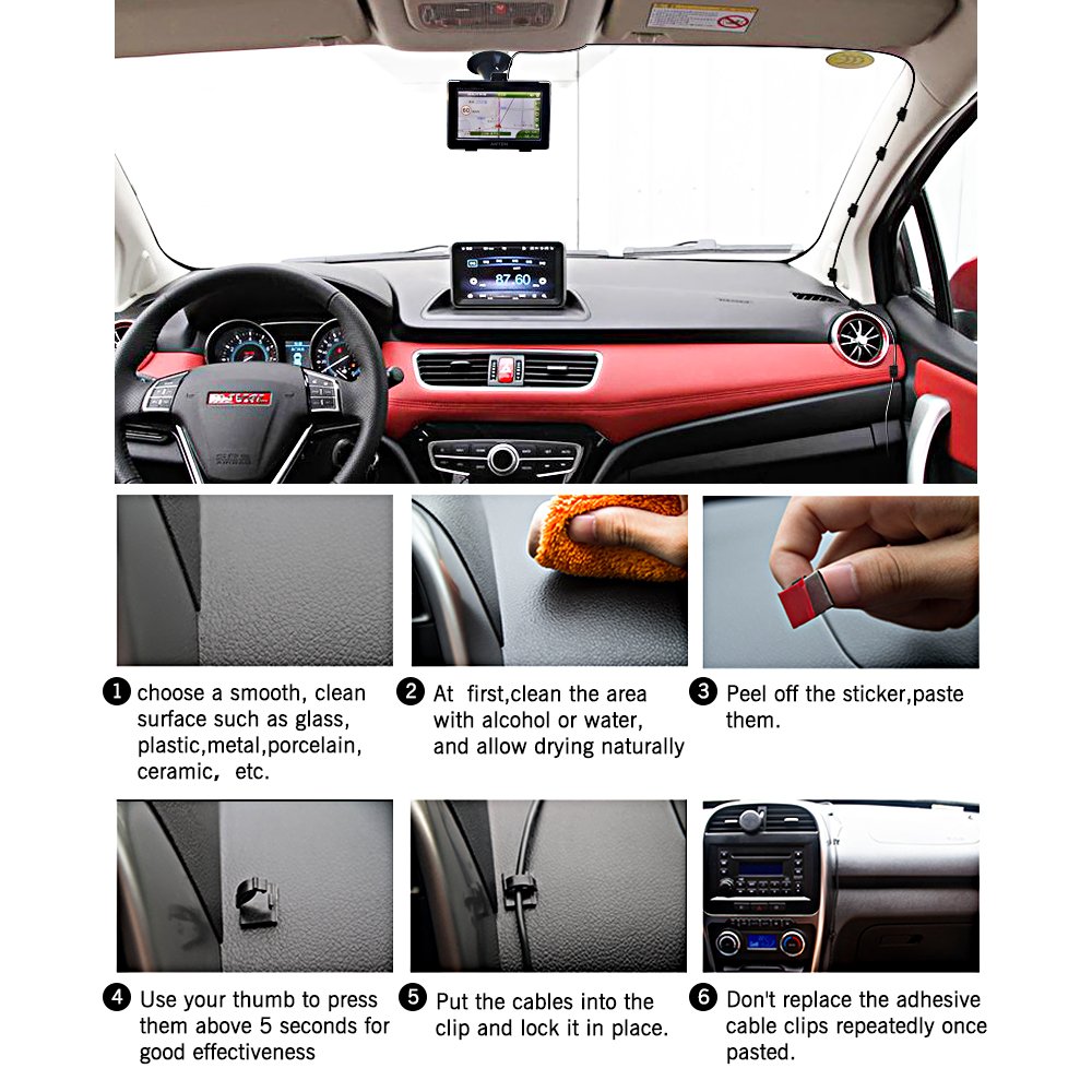 GOOACC 100 Pieces Cable Management Adhesive Cable Clips Cord Organizer Wire Clips Cable Ties For Car, Office, Home And Desk Accessories