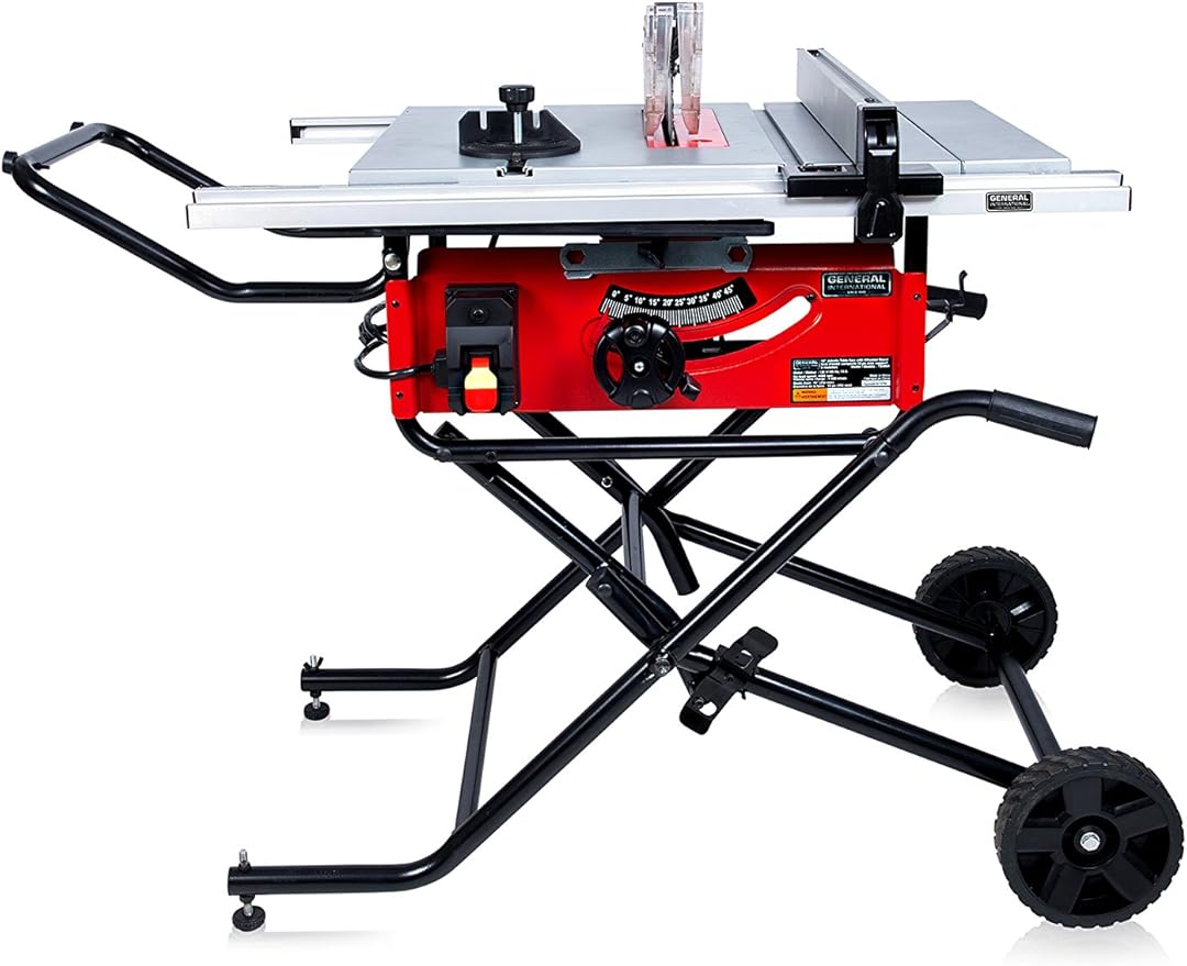 GENERAL INTERNATIONAL 10" Portable Table Saw 15A 2HP Portable Jobsite