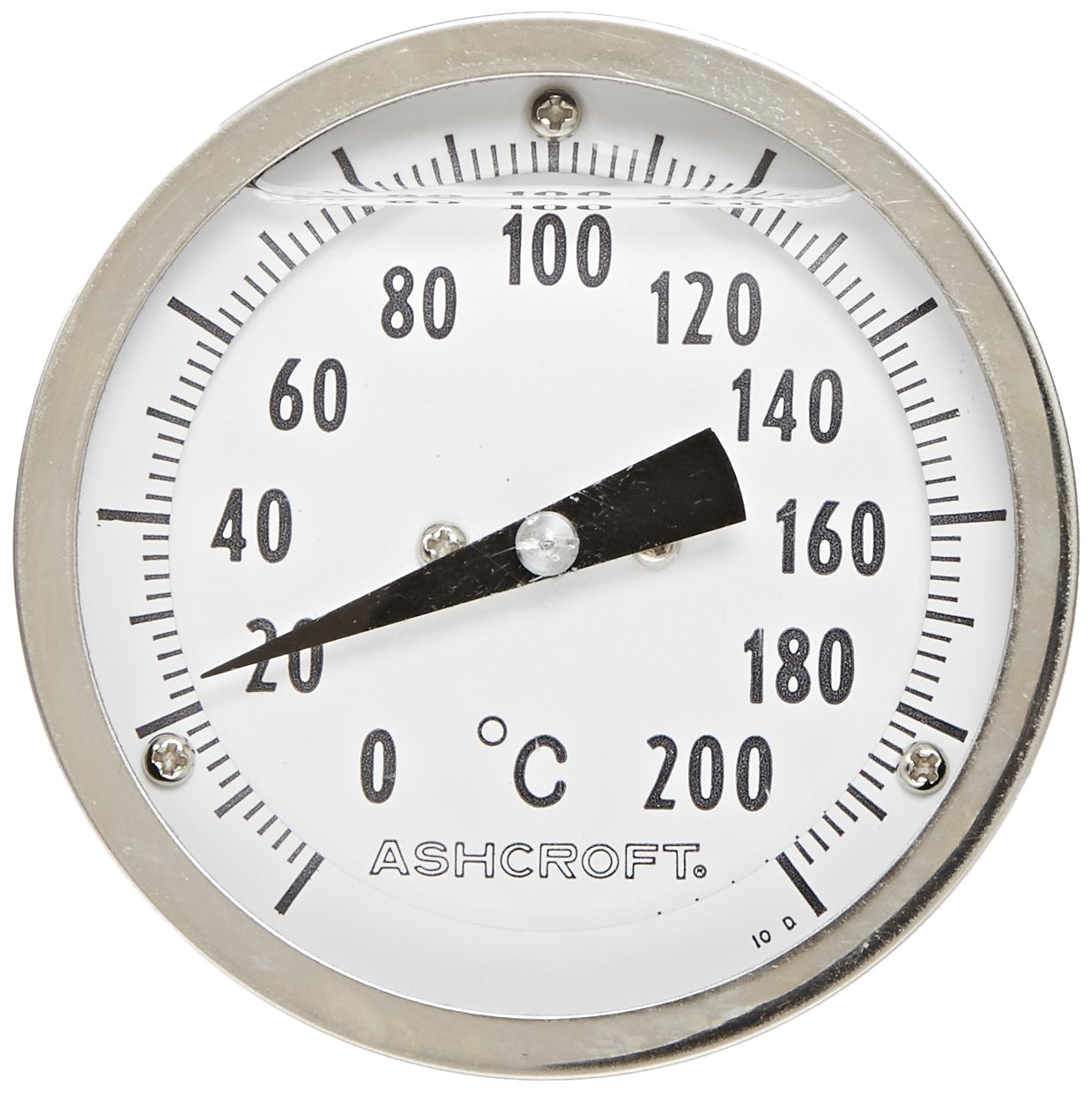 Ashcroft EL Series Bimetal Thermometer, 3" Dial Size, 1/2" NPT Rear