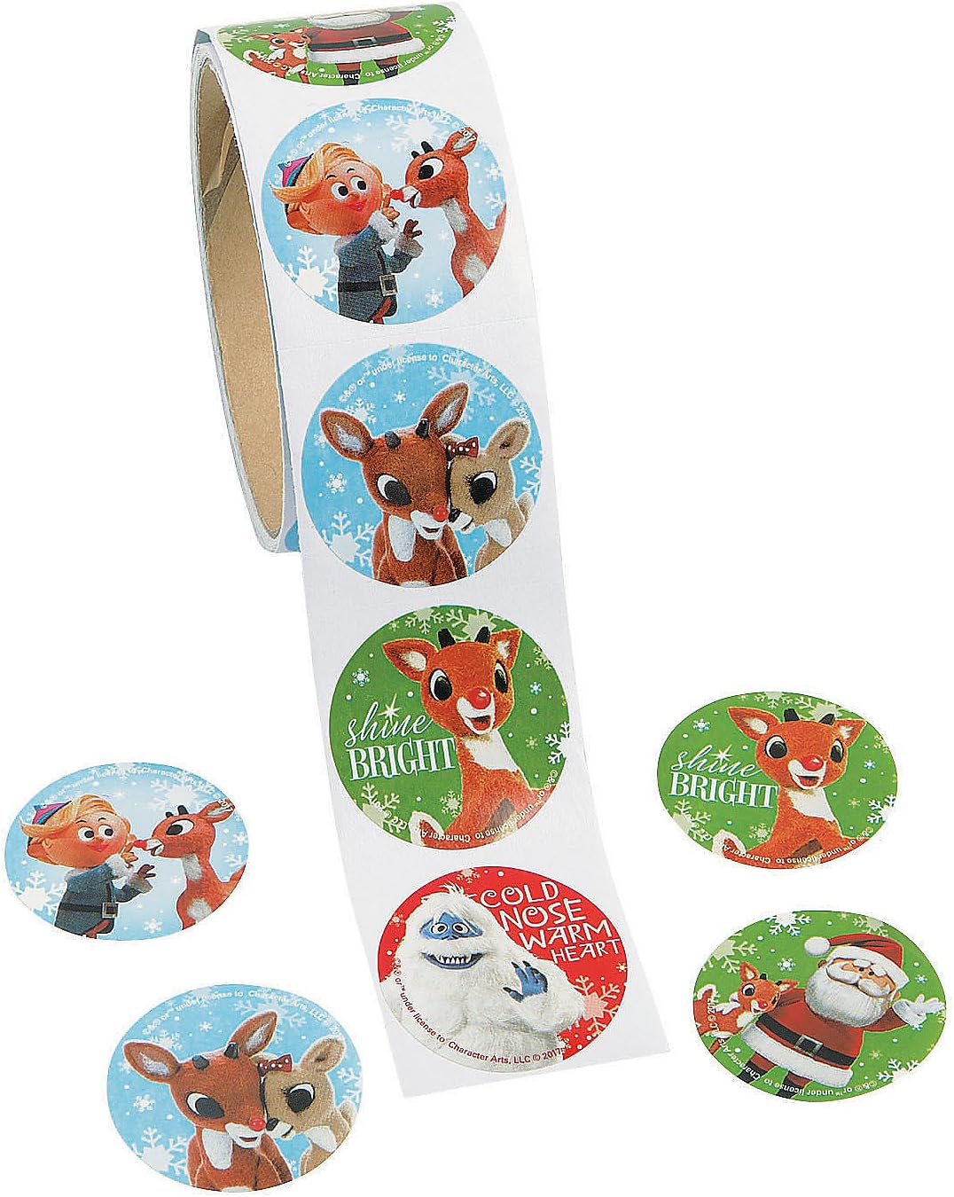 Fun Express Rudolph Stickers for Christmas - Roll of 100