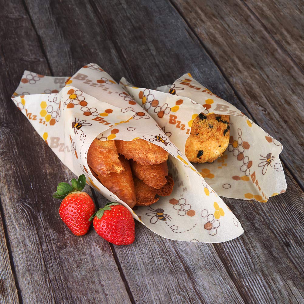 AYOUYA Wachspapier Bienenwachstuch für Lebensmittel, Wiederverwendbar Beeswax Wraps, Reusable Food Wraps, Set mit 3 Stück, Verschiedene Größe
