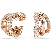 Swarovski Hyperbola Hoop Earrings, Mixed Cuts, Mini, Clear, Rose Gold-Tone Finished