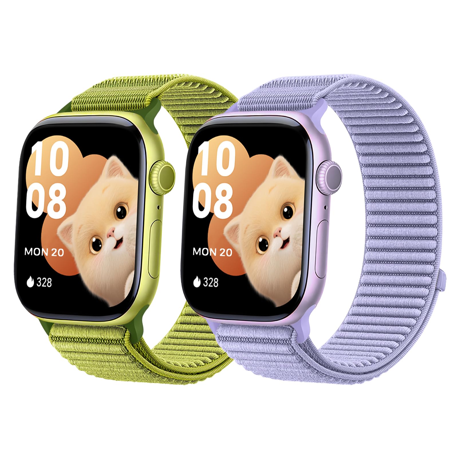 sylacor Sport Loop Bands Compatible with Kids Apple Watch Band, Soft Breathable Nylon Strap for Girls Boys Small Wrists for iWatch Series 10 9 8 7 6 5 4 3 SE SE2 (Purple+Green, 38/40/41/42mm(Series 10))