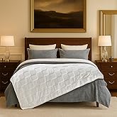 Cozy Bliss Checkered Faux Rabbit Fur Blanket King Size for Bed, Soft Fuzzy Blankets for Women Men, Large Furry Fleece Throw for Bedroom Decor (Ivory, 90'' x 108'')