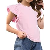Ecolala Girls' Summer Shirts Cute Tops Ruffle Sleeve Crew Neck Casual Tees