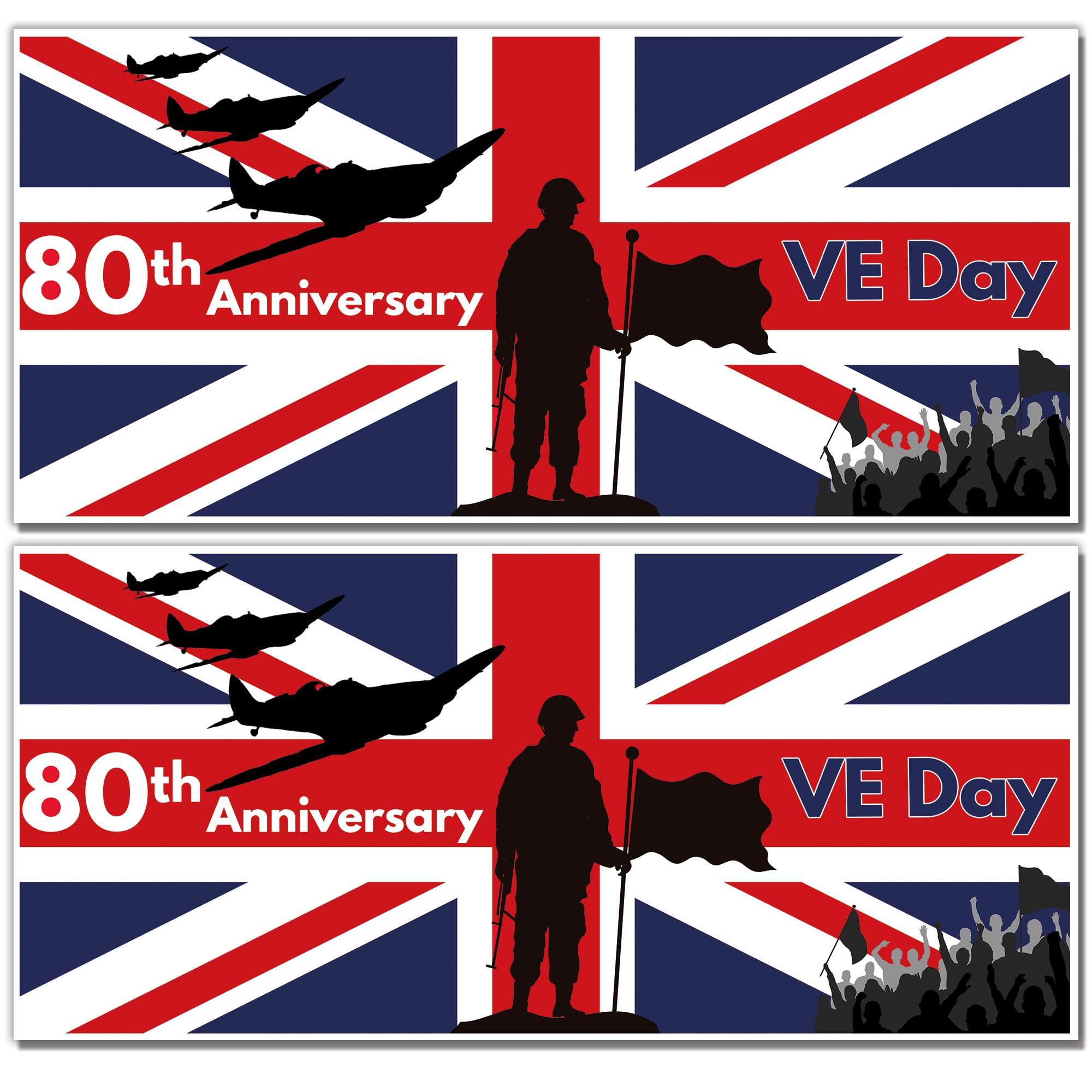 AK Giftshop VE Day 80th Anniversary Banner Decorations GB Union Jack (pack of 2)