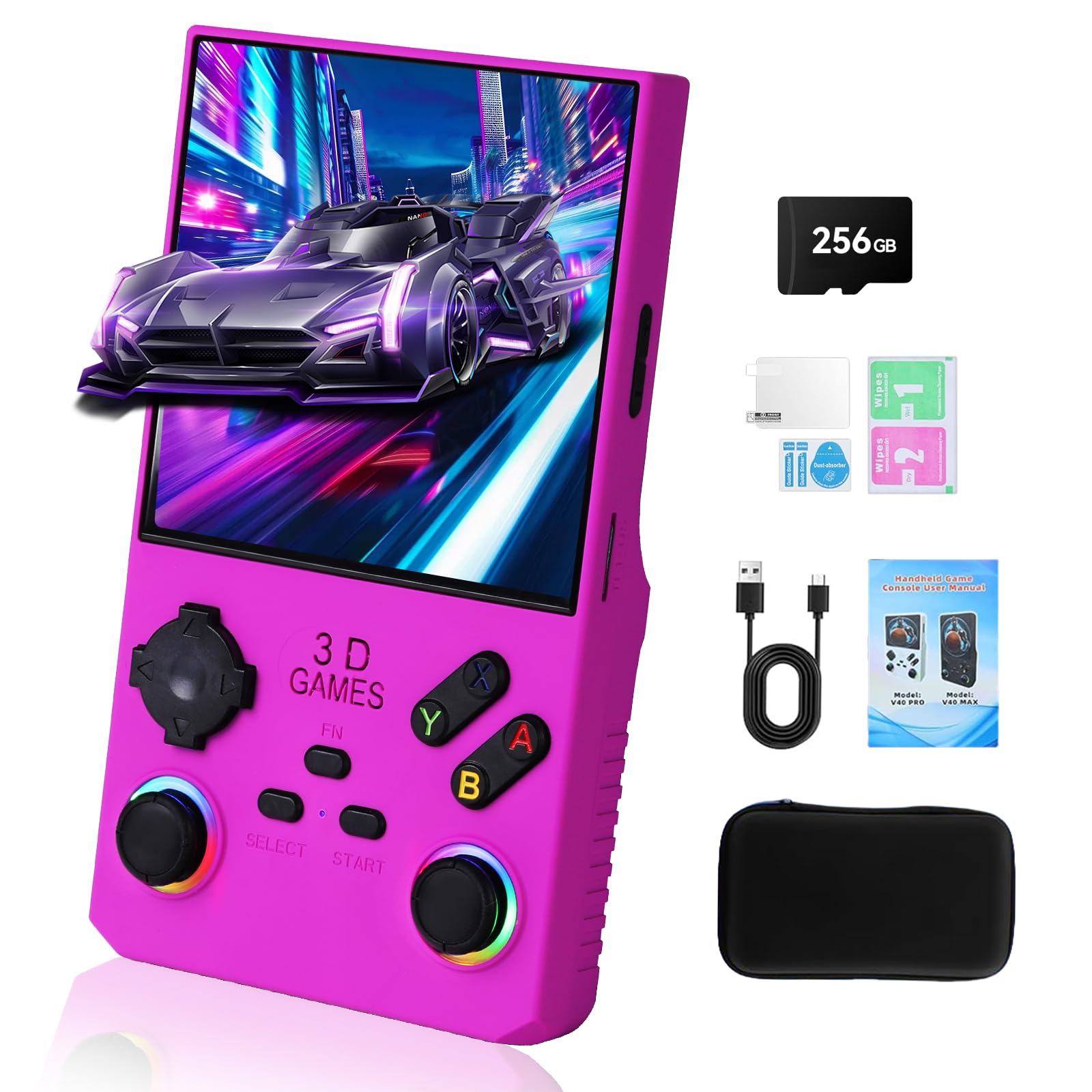 Photo 1 of ***(PARTS ONLY/ NON FUNCTIONAL)***GWALSNTH V40 MAX Retro Handheld Game Console, 40000 Games Preloaded 256G TF Card, Built-in 49+ Emulators, 4.0 Inch 4K HD IPS Screen, 4000mAh Battery, Portable Pocket Video Game Console (Purple Color)