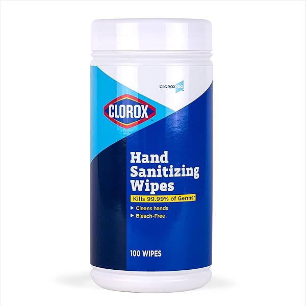 CLOROX PRO ALCOHOL FREE HAND SANITIZER WIPES WITH BZK – GENTLE HAND SANITIZING WIPES FOR HANDS IN BULK CANISTER – DISINFECTING SANITIZER SOLUTION FOR SCHOOL SUPPLIES & OFFICE USE, 100 COUNT