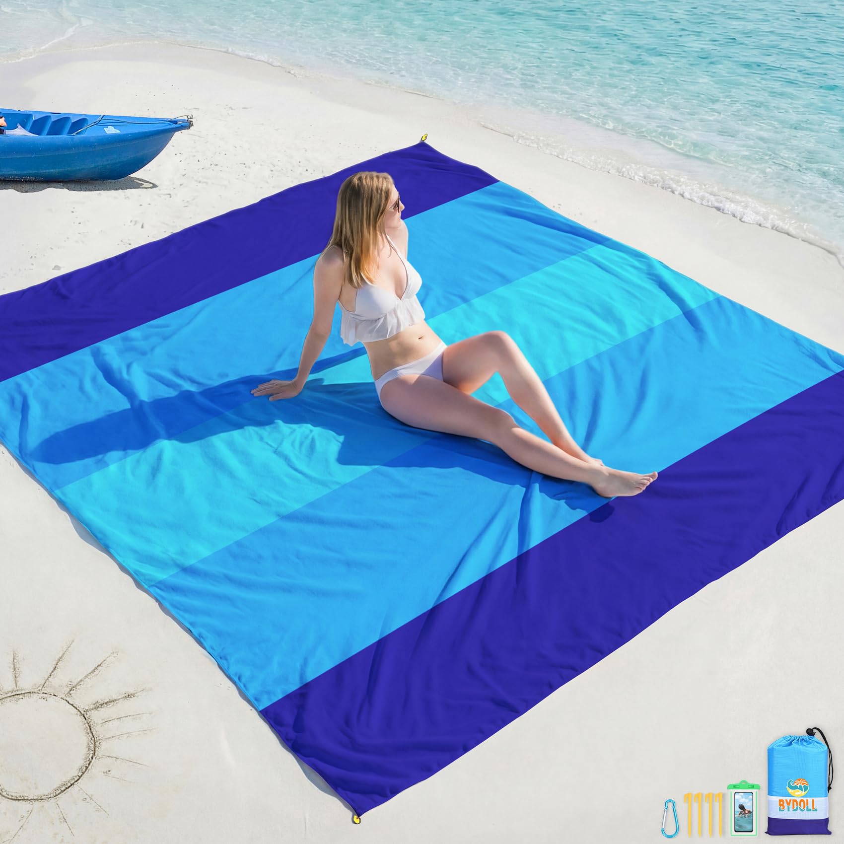 BYDOLL Beach Blanket 10'X9' Waterproof Sandproof Suits1-8 Adults Oversized Lightweight Large Blanket Picnic Mat for Beach Sand Free Travel Camping Hiking Picnic