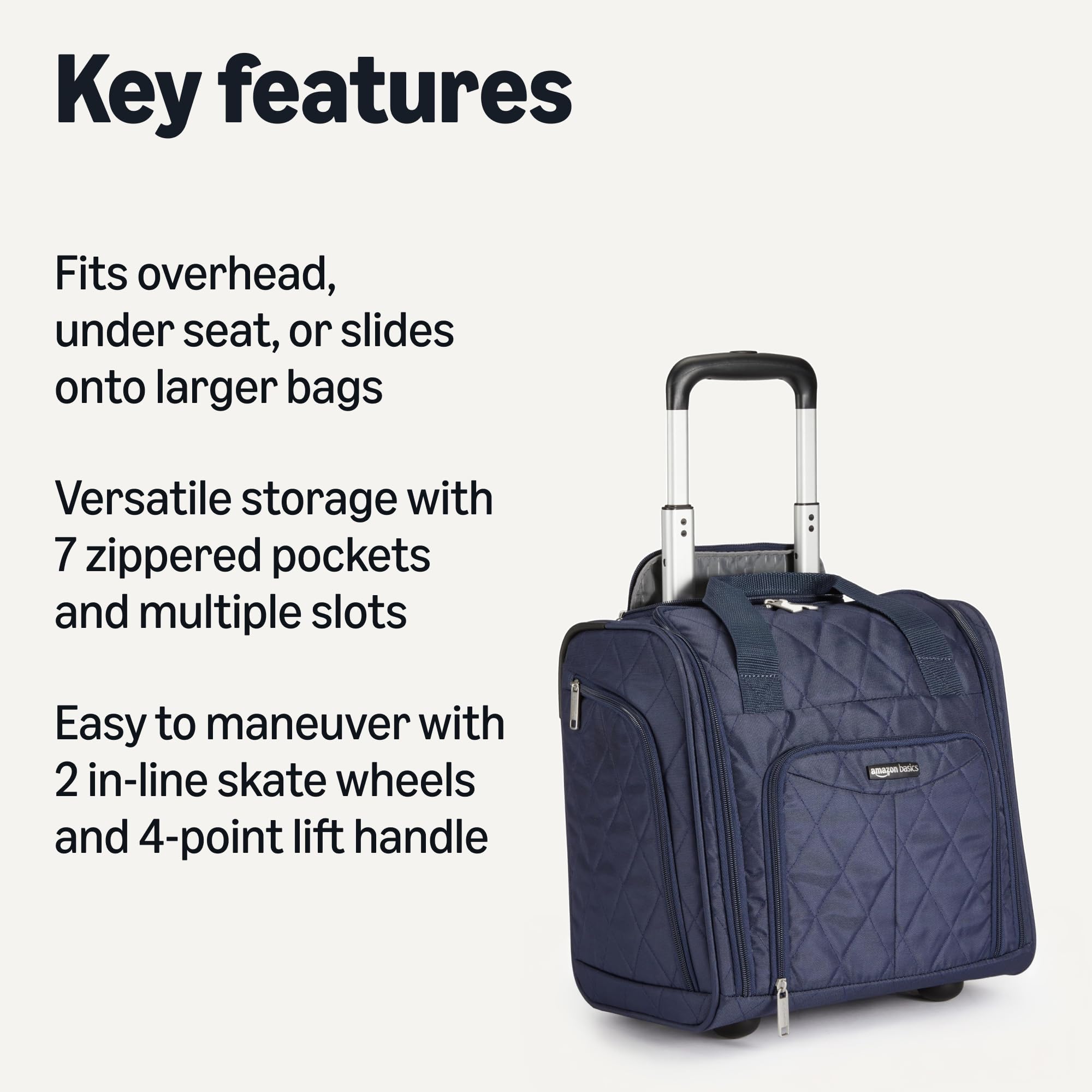 Amazon Basics Underseat Carry On Luggage with Wheels - 14