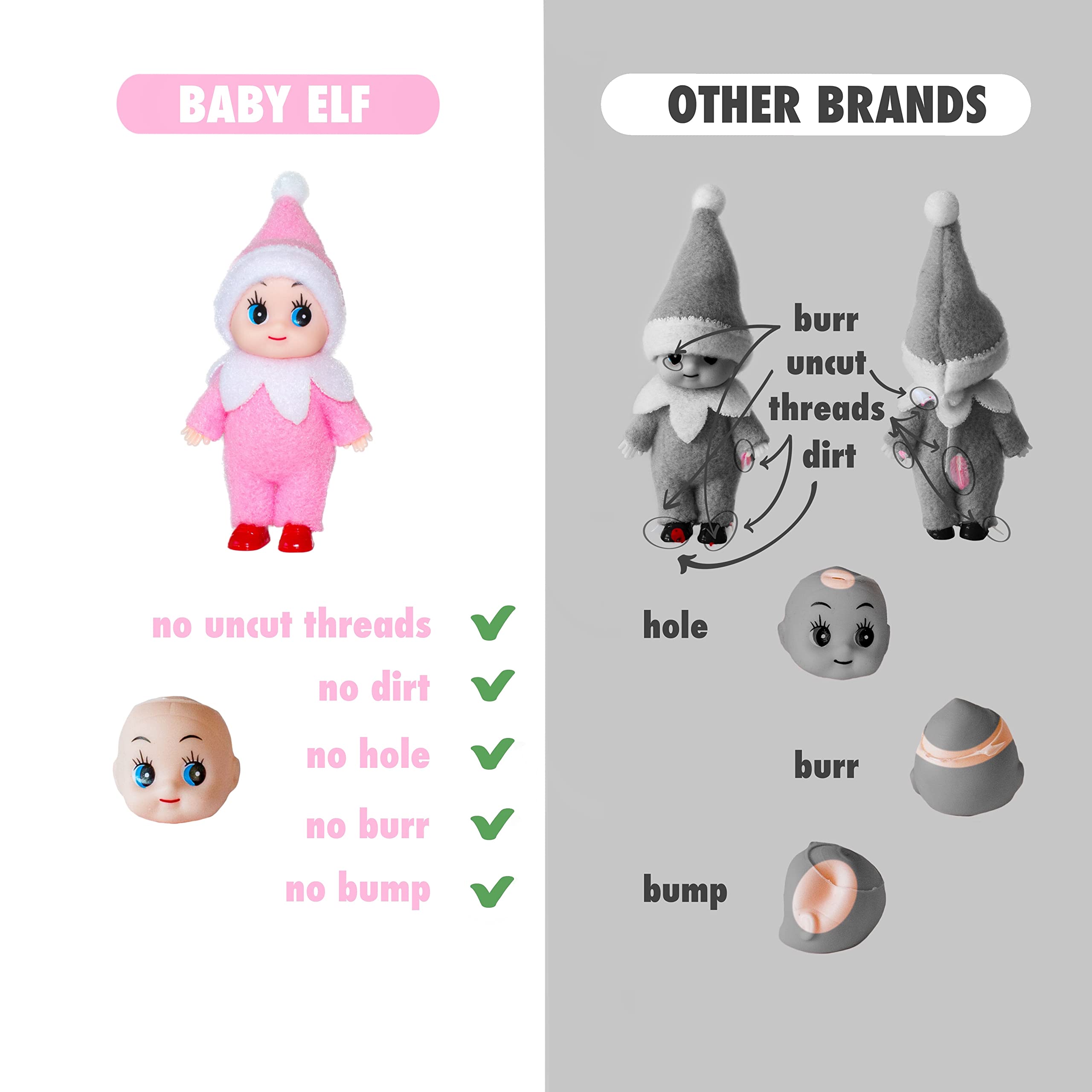 LitoMagic Christmas Baby Elf Doll in Pink Jumpsuit