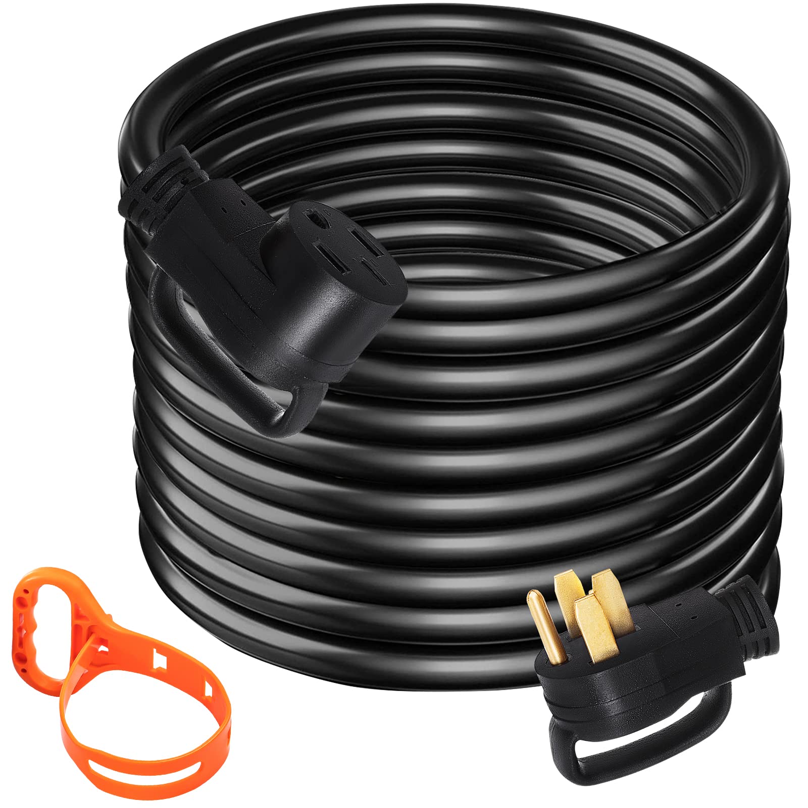 VEVOR 50FT 50Amp RV Extension Cord NEMA N14-50P to N14-50R, 125 / 250V Heavy Duty STW 6/3+ 8/1 RV Power Cord, for EV Charging and RV Trailer Campers