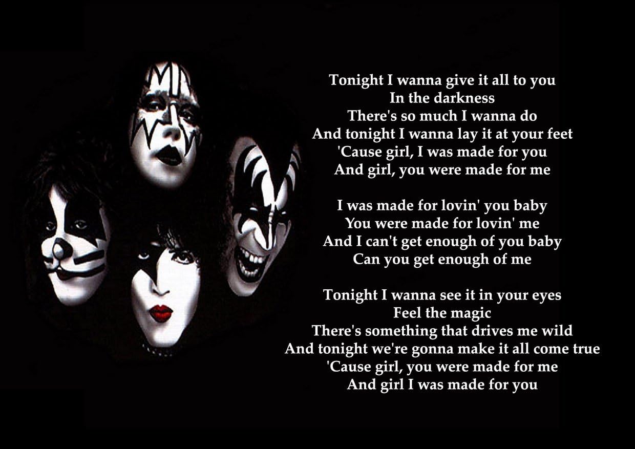 Kiss I Was Made For Lovin You Lyrics Great Rock Metal Album Cover Design Music Band Best Photo Picture Unique Print A4 Poster Amazon Co Uk Welcome