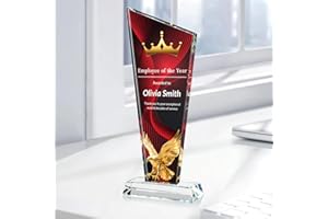 Custom Crystal Trophy Award Personalized Plaque Award with Text Logo Photo Awards Trophies for Employee Recognition Team Grad