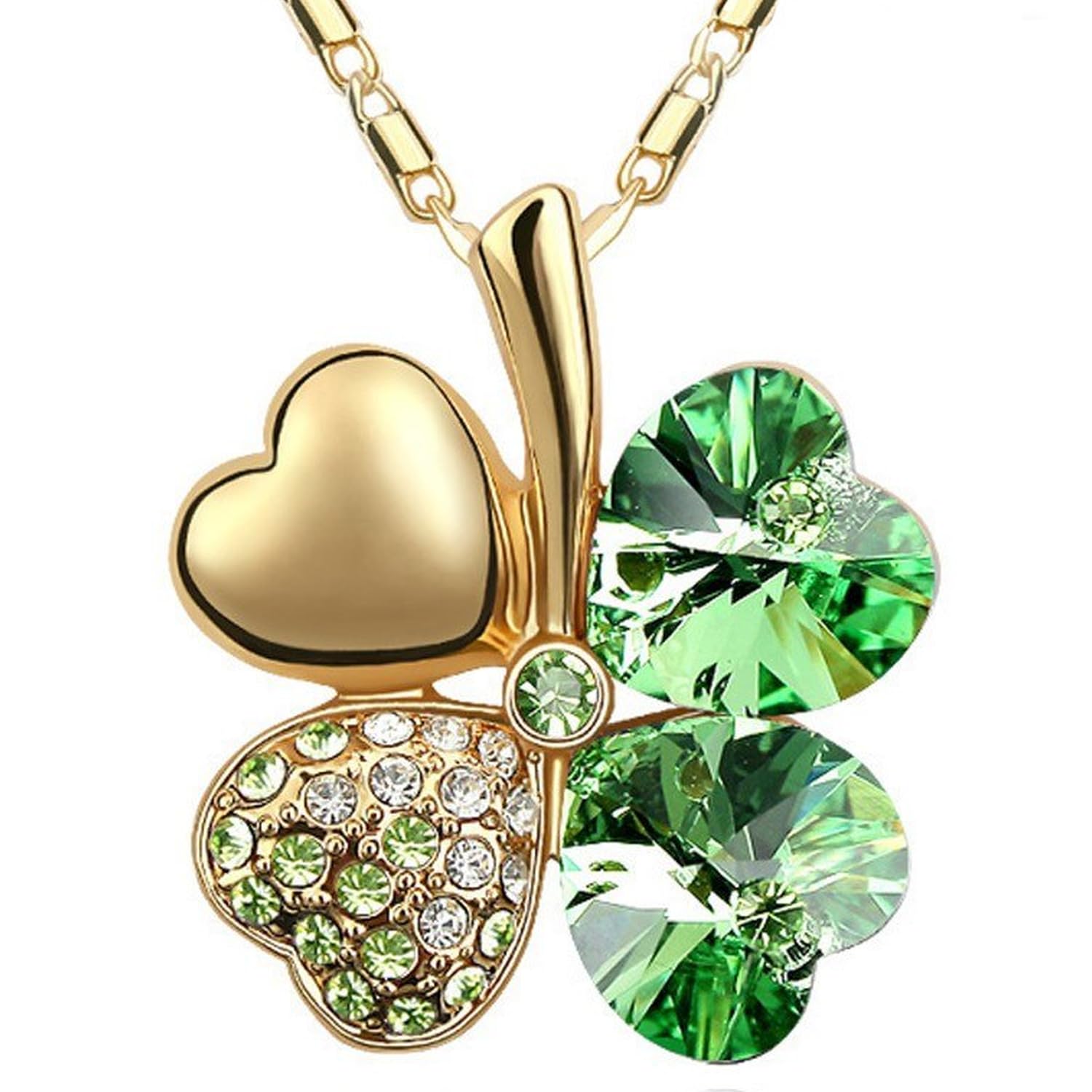 Mall of Style Four Leaf Clover Necklace - St.Patricks Day Earrings - Shamrock Earrings - Irish Jewelry - Bracelet, Zinc, Rhinestone