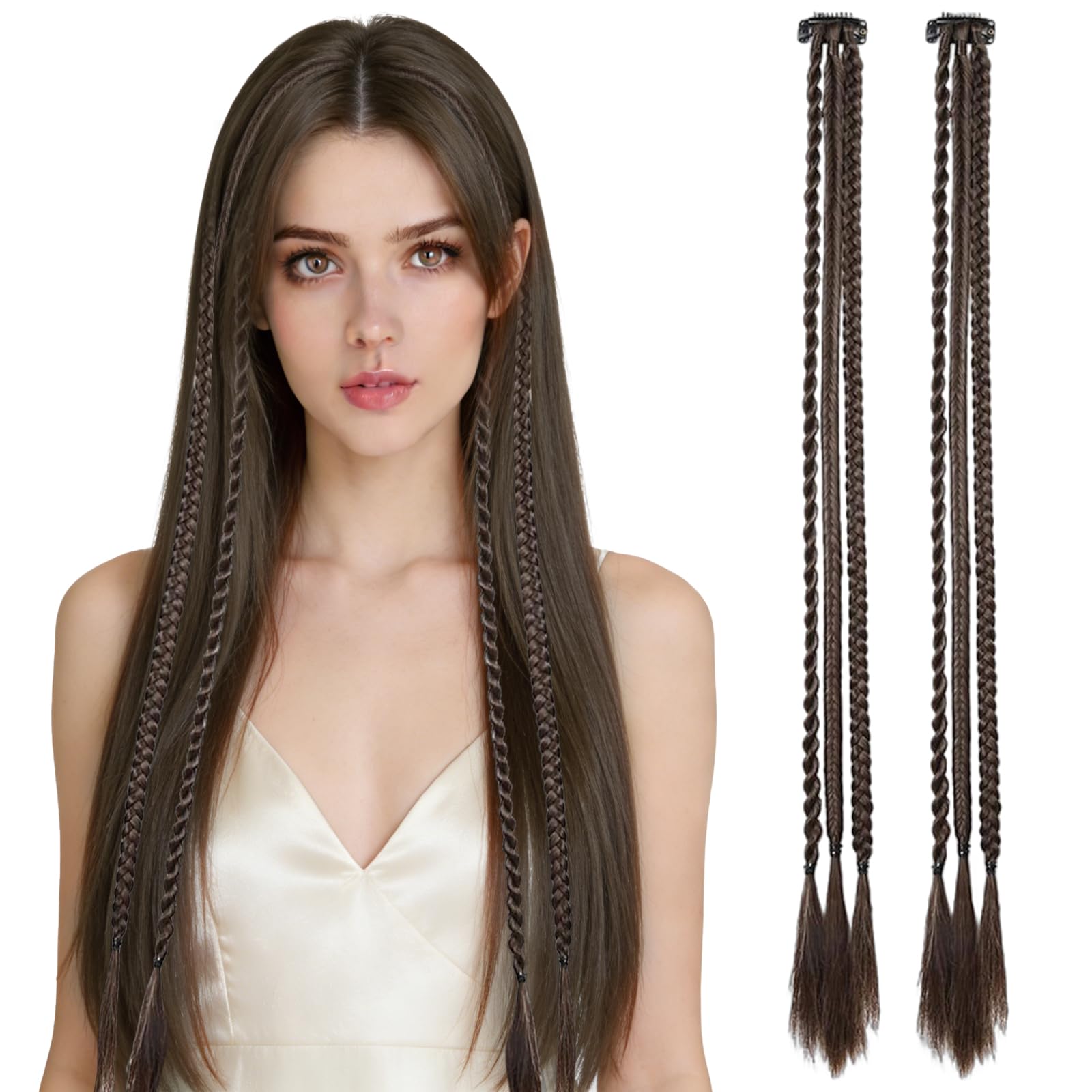 Clip in Hair Extension Brown Hairpieces for Women Party Long Hair Extensions Clip in 0135