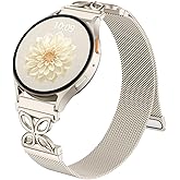 Getino Magnetic Metal Strap Compatible with Galaxy Watch 7 Band, Galaxy Watch 6 Classic Band FE 5 Pro 4 Active 2, 20mm Milanese Floral Dressy Wristband for Samsung Watch Bands Women 40mm 44mm 45mm