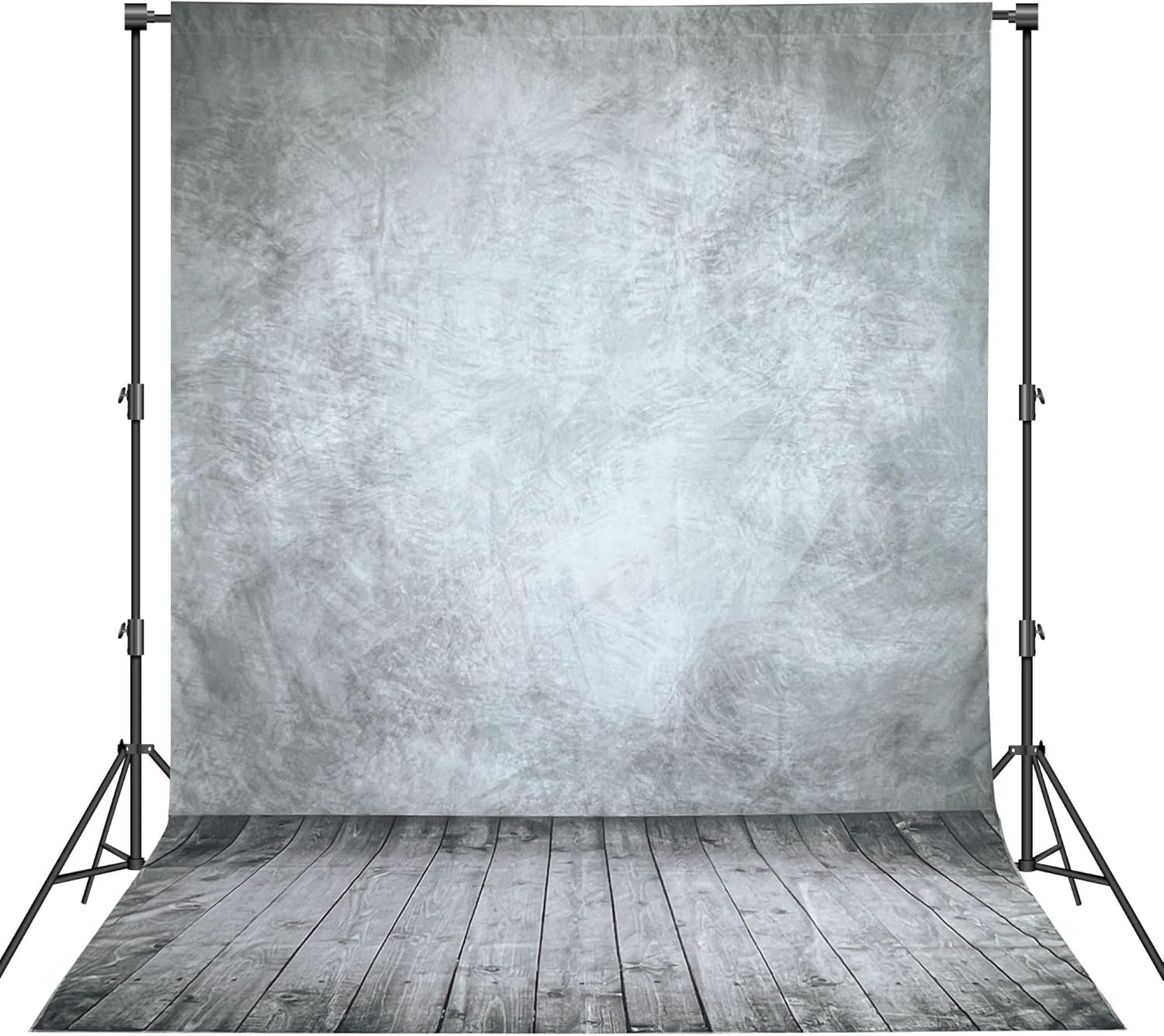 Photo 1 of Haboke Professional Abstract Portrait Photography Backdrop,Wall with Wood Floor Backdrop for Kids Photography Baby Newborn Cake Smash Photo Shoots Hypoallergenic Fabric Photography Props(Grey-8x12ft)