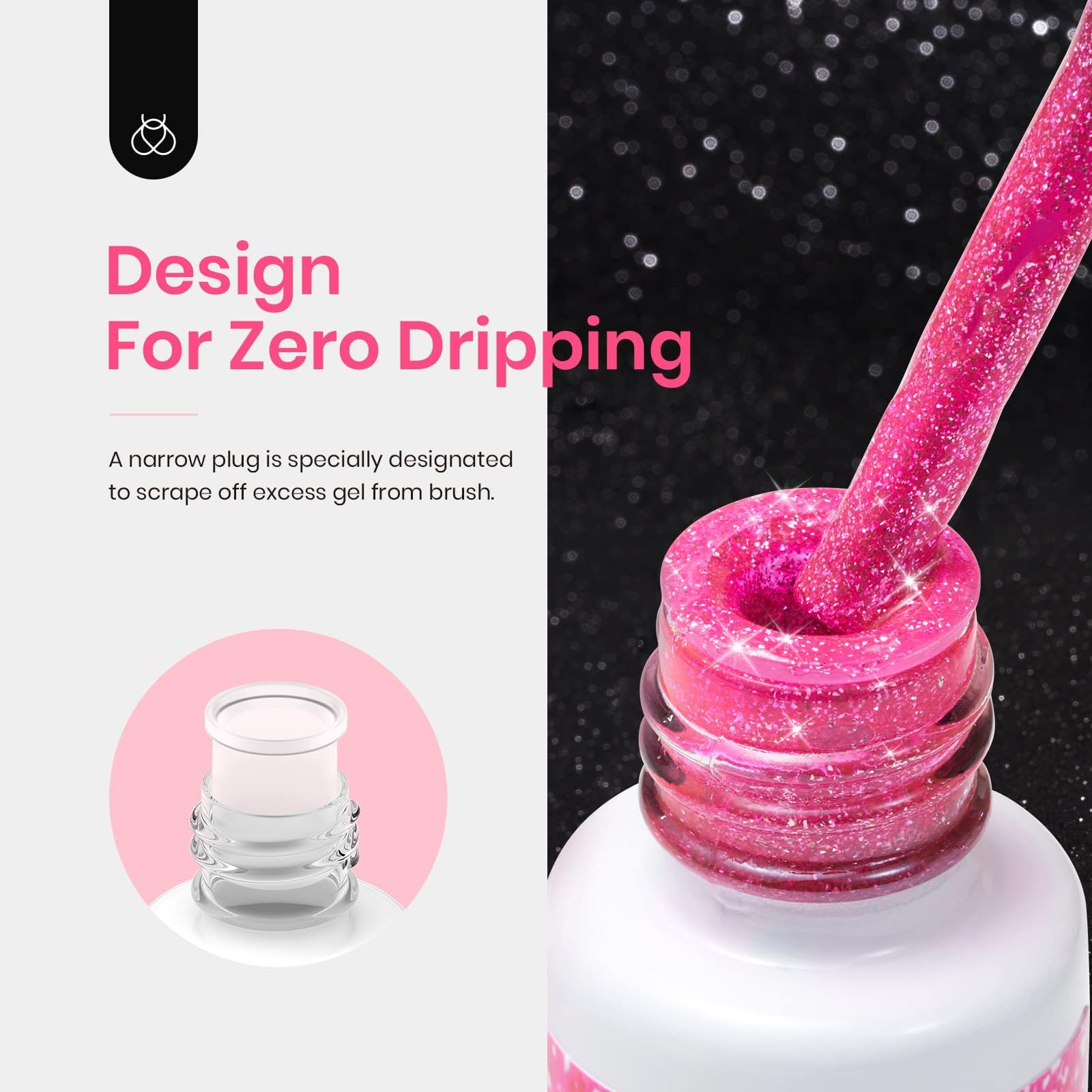 Beetles Gel Liner Nail Art, 6 Colors Reflective Glitter Gel Nail Polish Neon Purple Green Hot Pink Yellow Swirl Glow in the Dark Nail Art Polish, Sparkly Diamond Built Thin Nail Brush in Bottle