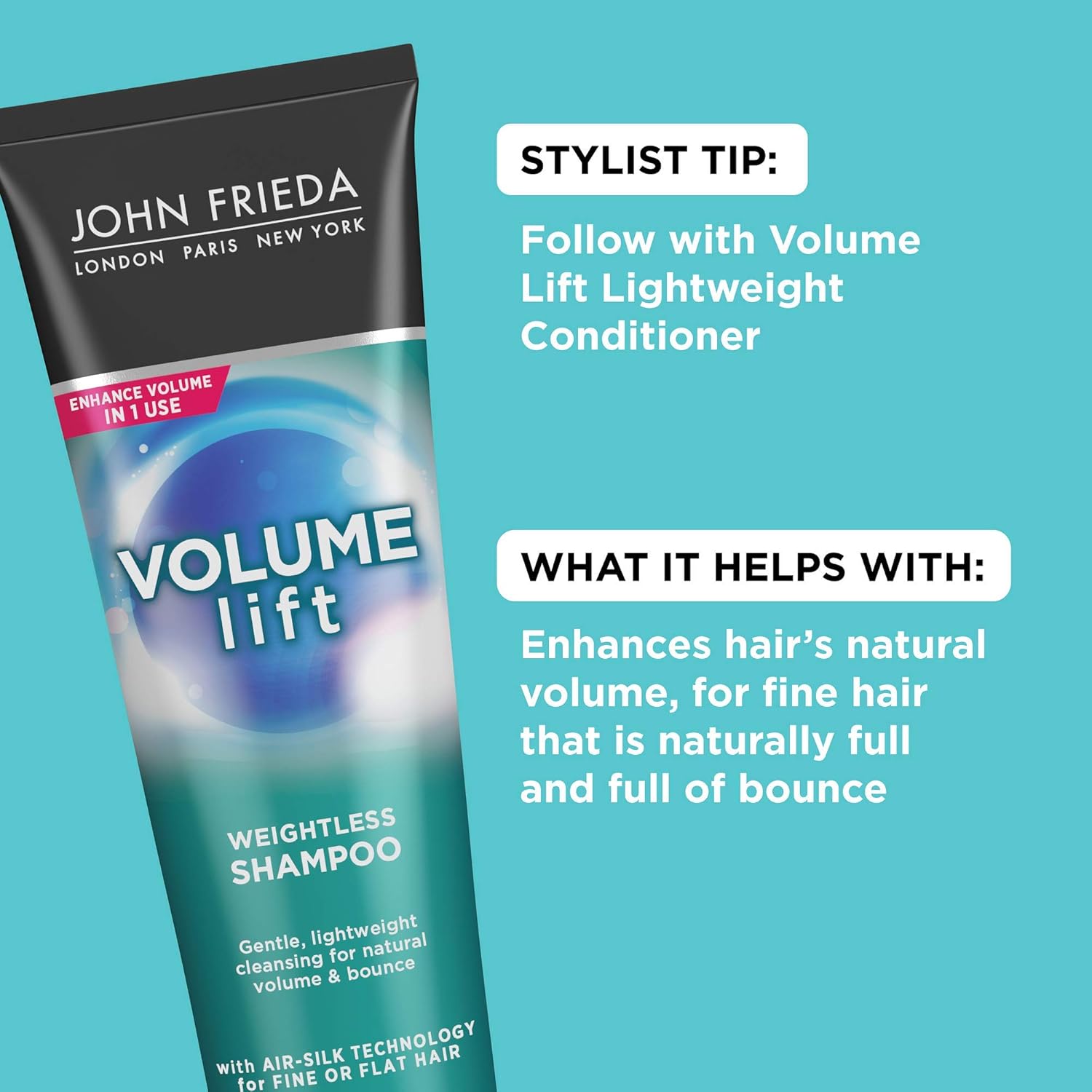 John Frieda Volume Lift Lightweight Shampoo for Natural Fullness, Safe for Colour-Treated Hair, Volumizing Shampoo for Fine or Flat Hair, 8.45 Ounces: Garden & Outdoor