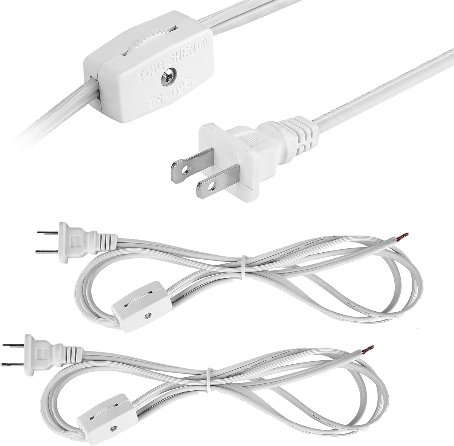 (2PACK) Lamp Cord Has Rotary Switch, Plug, Stripped Ends Ready for