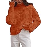 ZESICA Women's Sweaters 2026 Spring Long Sleeve Mock Neck Solid Color Casual Loose Chunky Pullover Sweater