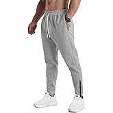 PLEPAN Mens Sweatpants with Zipper Pockets Slim Fit Joggers Workout Pants for Athletic Gym Bodybuilding Training