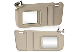 HKPARTS Left Driver & Right Passenger Side Sun Visor SunVisor with Light for Toyota Camry 2007 2008 2009 2010 2011 with Sunroof 74320-06800-B0 74310-06770-B0 (Beige)