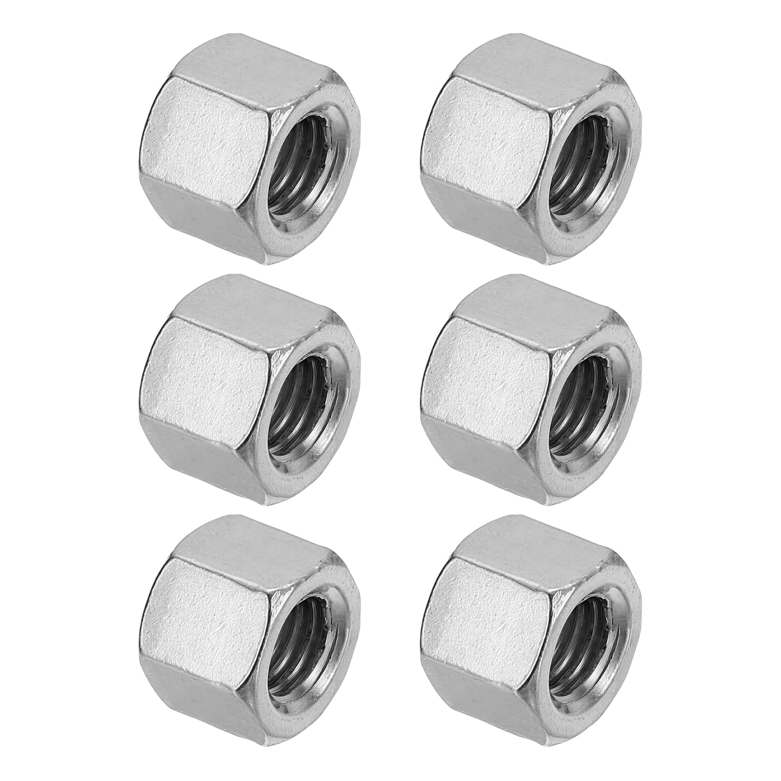 PATIKIL M12 x 1.75-Pitch 304 Stainless Steel Hex Coupling Nuts, 6Pcs 15mm/ 0.6" Length Coarse Fully Threaded Rod Coupling Nut Studding Connector Fasteners, Silver Tone — image 1