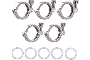 GOVALVE Sanitary Stainless Steel Tri-Clamp - Heavy Duty Sanitary Clamp with Wing Nut for Ferrule TC (64mm) with Silicone Gaskets Pack of 5