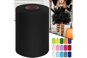 LUCEINVITA Black Tulle Fabric Roll 6 Inch by 100 Yards (300 feet) Sheer Netting Spool for Gift Wrapping Halloween Party Decorations Tutu Skirt Wreath Wedding DIY Crafts