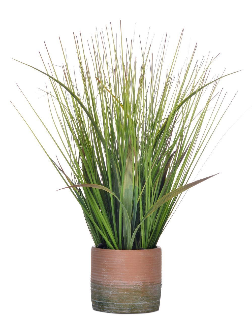 Artificial 16 inches Green PVC Grass Potted Plant, Authentic Looking Fake River Grass with Planter